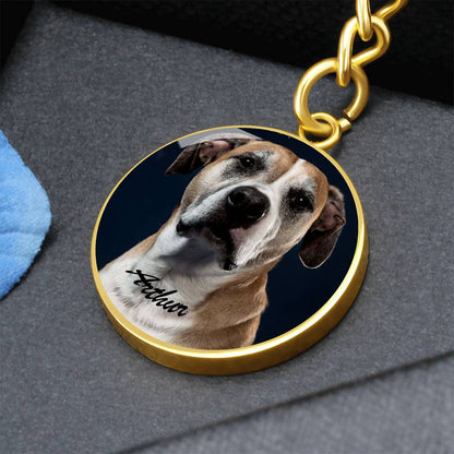 A Paw - sitively Perfect Circle Pendant Keychain with Custom Photo_Doggo Mojo_Keychains_Gold__1