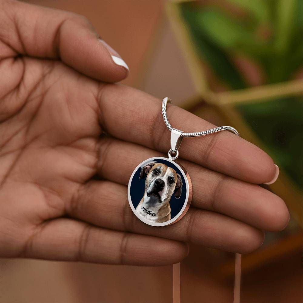 A Paw - sitively Perfect Circle Pendant Necklace with Custom Photo_Doggo Mojo_Necklaces_Gold__6