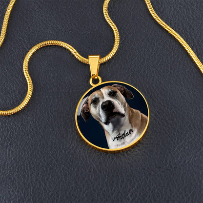 A Paw - sitively Perfect Circle Pendant Necklace with Custom Photo_Doggo Mojo_Necklaces_Gold__1