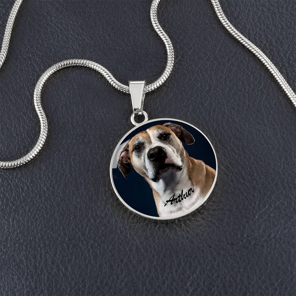 A Paw - sitively Perfect Circle Pendant Necklace with Custom Photo_Doggo Mojo_Necklaces_Gold__4