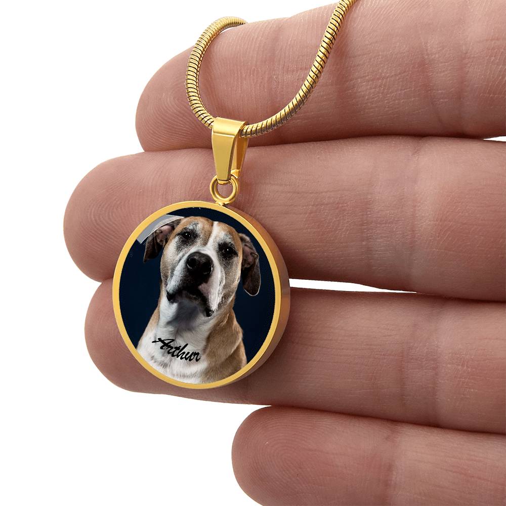 A Paw - sitively Perfect Circle Pendant Necklace with Custom Photo_Doggo Mojo_Necklaces_Gold__3