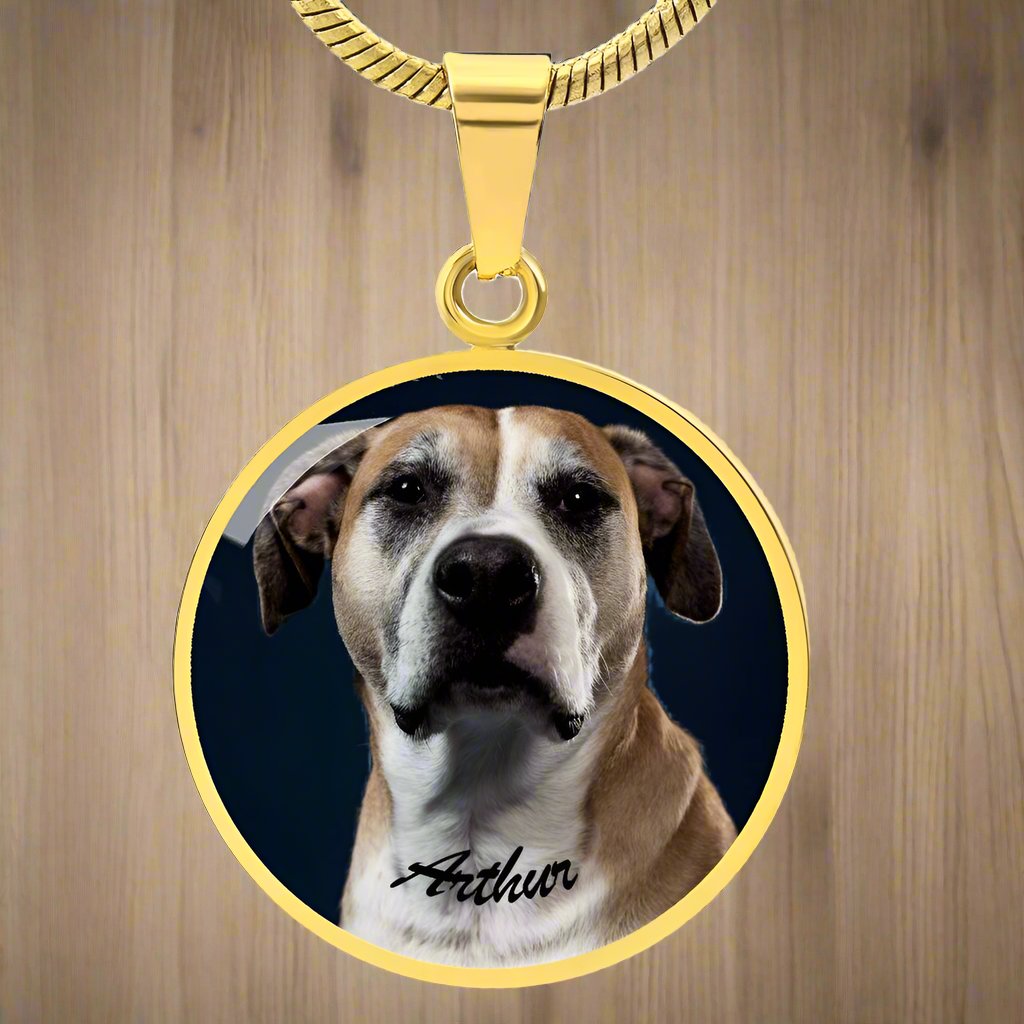 A Paw - sitively Perfect Circle Pendant Necklace with Custom Photo_Doggo Mojo_Necklaces_Gold__7