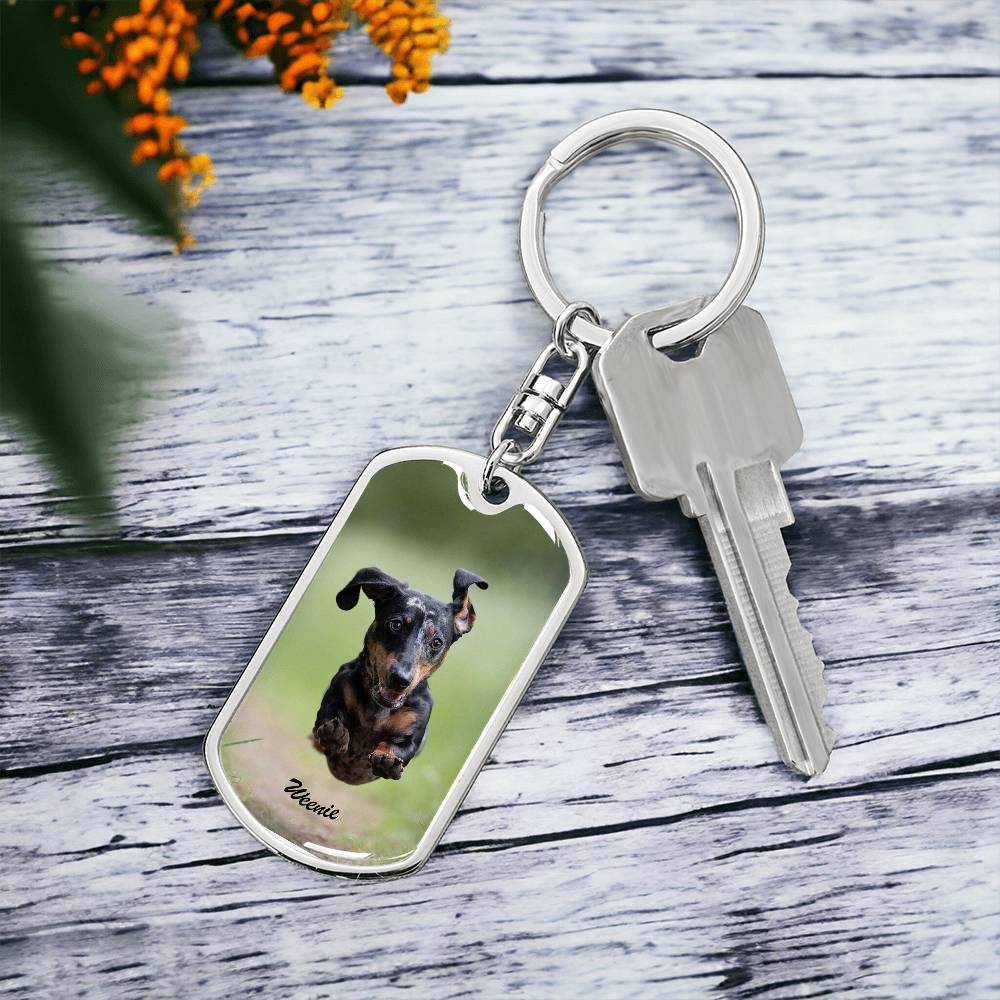 A Paw - sitively Perfect Dog Tag Keychain with Custom Photo_Doggo Mojo_Keychains_Gold__2