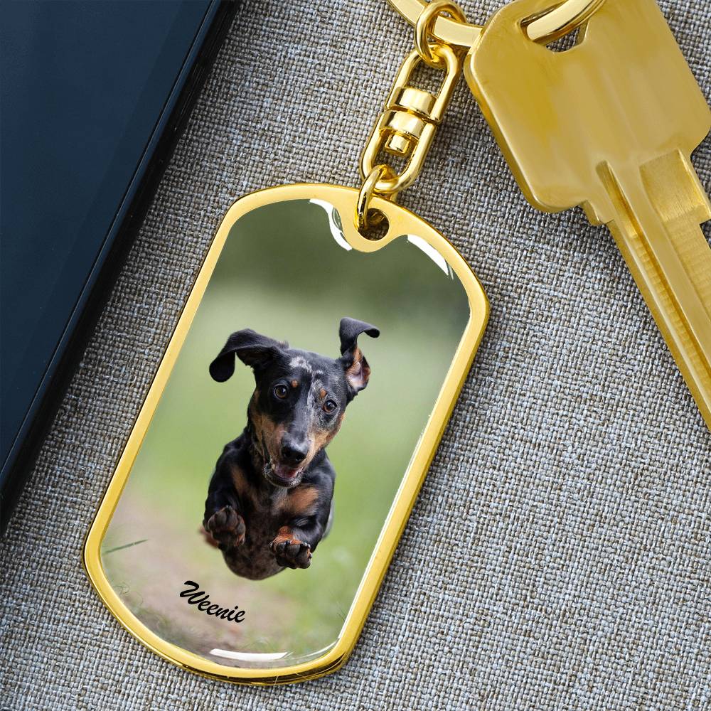 A Paw - sitively Perfect Dog Tag Keychain with Custom Photo_Doggo Mojo_Keychains_Gold__3