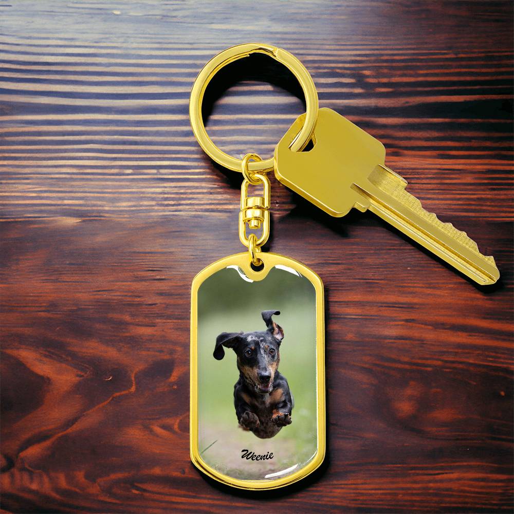 A Paw - sitively Perfect Dog Tag Keychain with Custom Photo_Doggo Mojo_Keychains_Gold__1