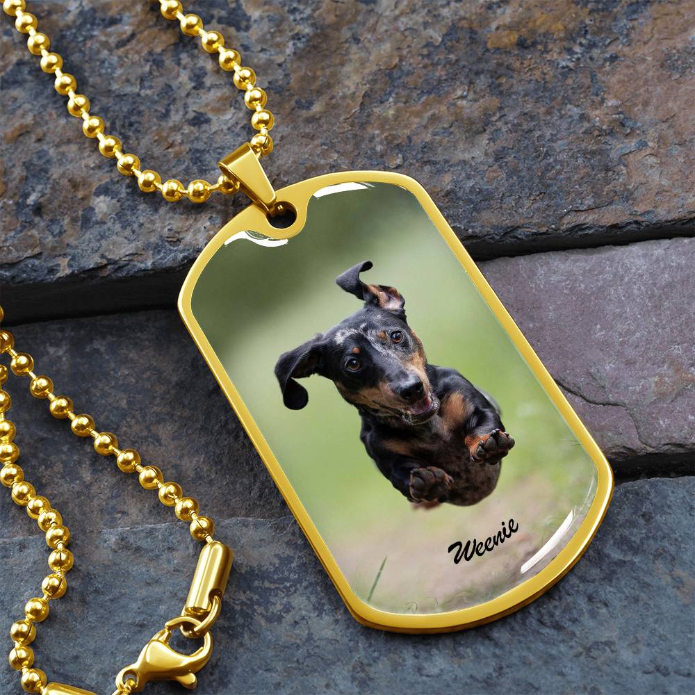 A Paw - sitively Perfect Dog Tag Necklace with Custom Photo_Doggo Mojo_Necklaces_Gold__3