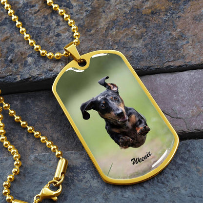 A Paw - sitively Perfect Dog Tag Necklace with Custom Photo_Doggo Mojo_Necklaces_Gold__3