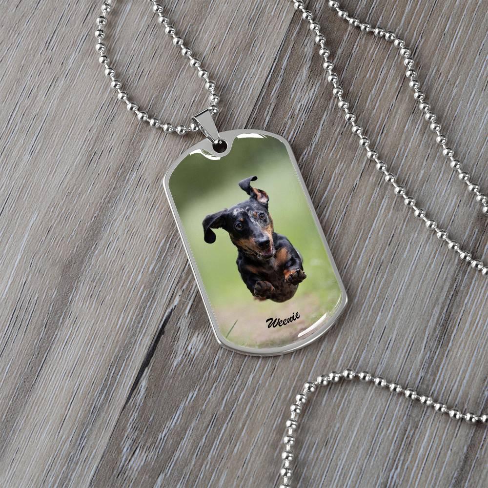 A Paw - sitively Perfect Dog Tag Necklace with Custom Photo_Doggo Mojo_Necklaces_Gold__1