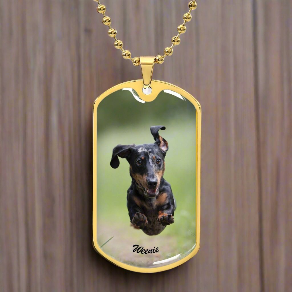 A Paw - sitively Perfect Dog Tag Necklace with Custom Photo_Doggo Mojo_Necklaces_Gold__5