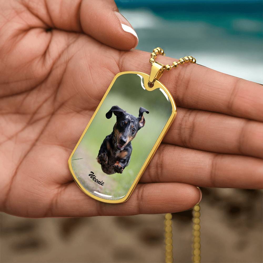 A Paw - sitively Perfect Dog Tag Necklace with Custom Photo_Doggo Mojo_Necklaces_Gold__4