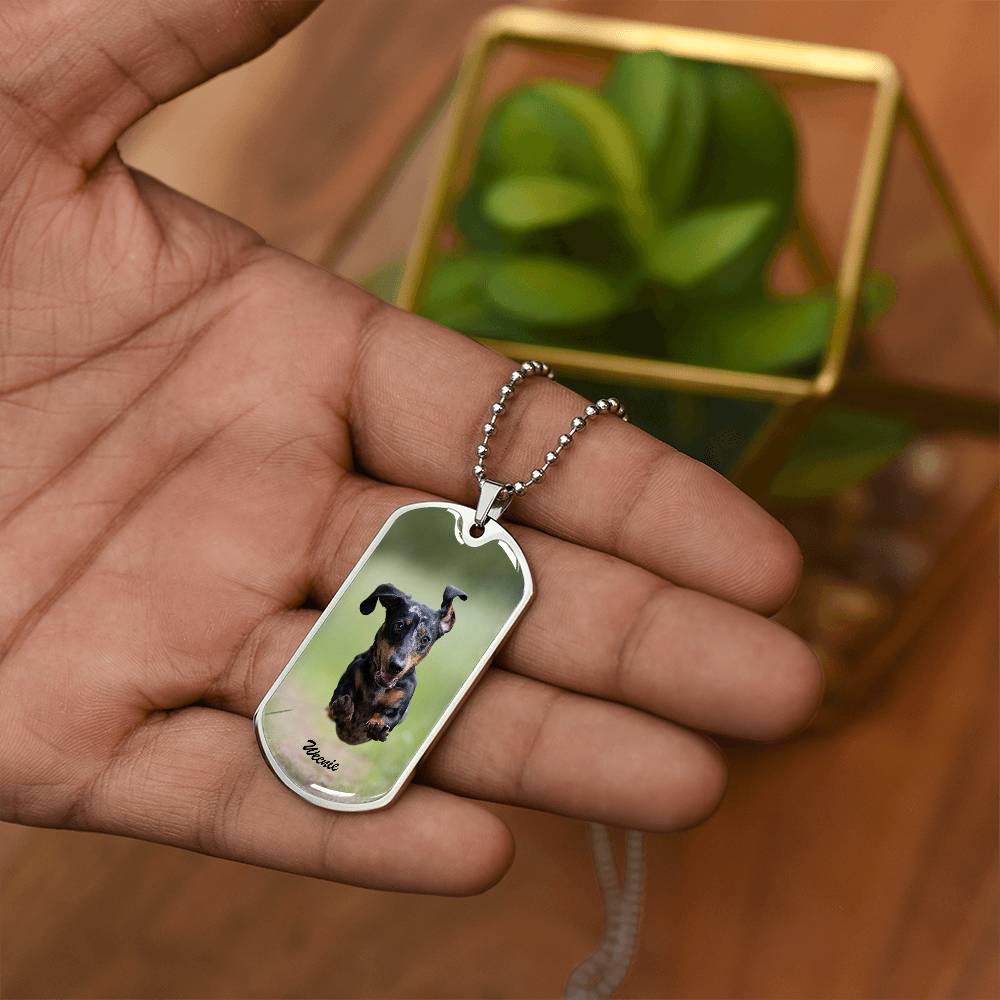 A Paw - sitively Perfect Dog Tag Necklace with Custom Photo_Doggo Mojo_Necklaces_Gold__2