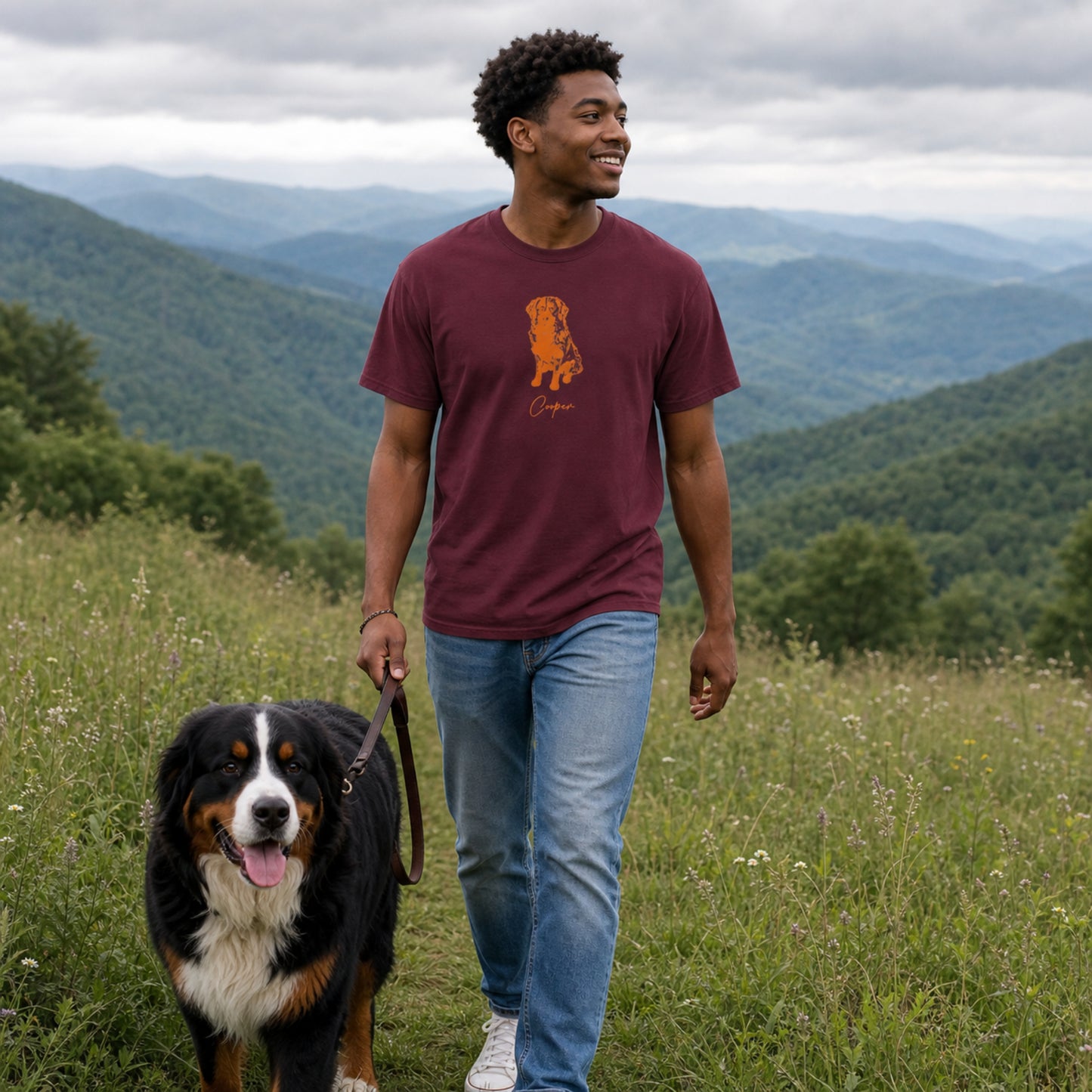 Personalized Blacksburg Dog T-Shirt | Modern Sketch Photo Upload