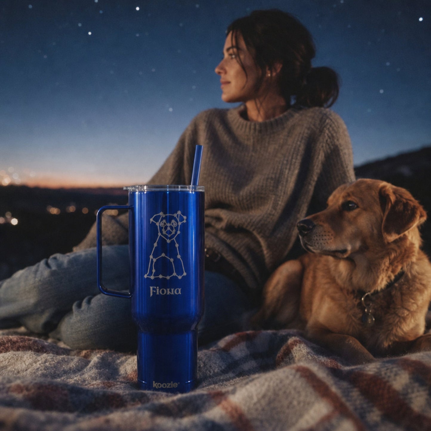 "Canis Major" Custom Pet Constellation 40oz Recycled Travel Tumbler – Royal Blue_Doggo Mojo_Travel Tumbler_1