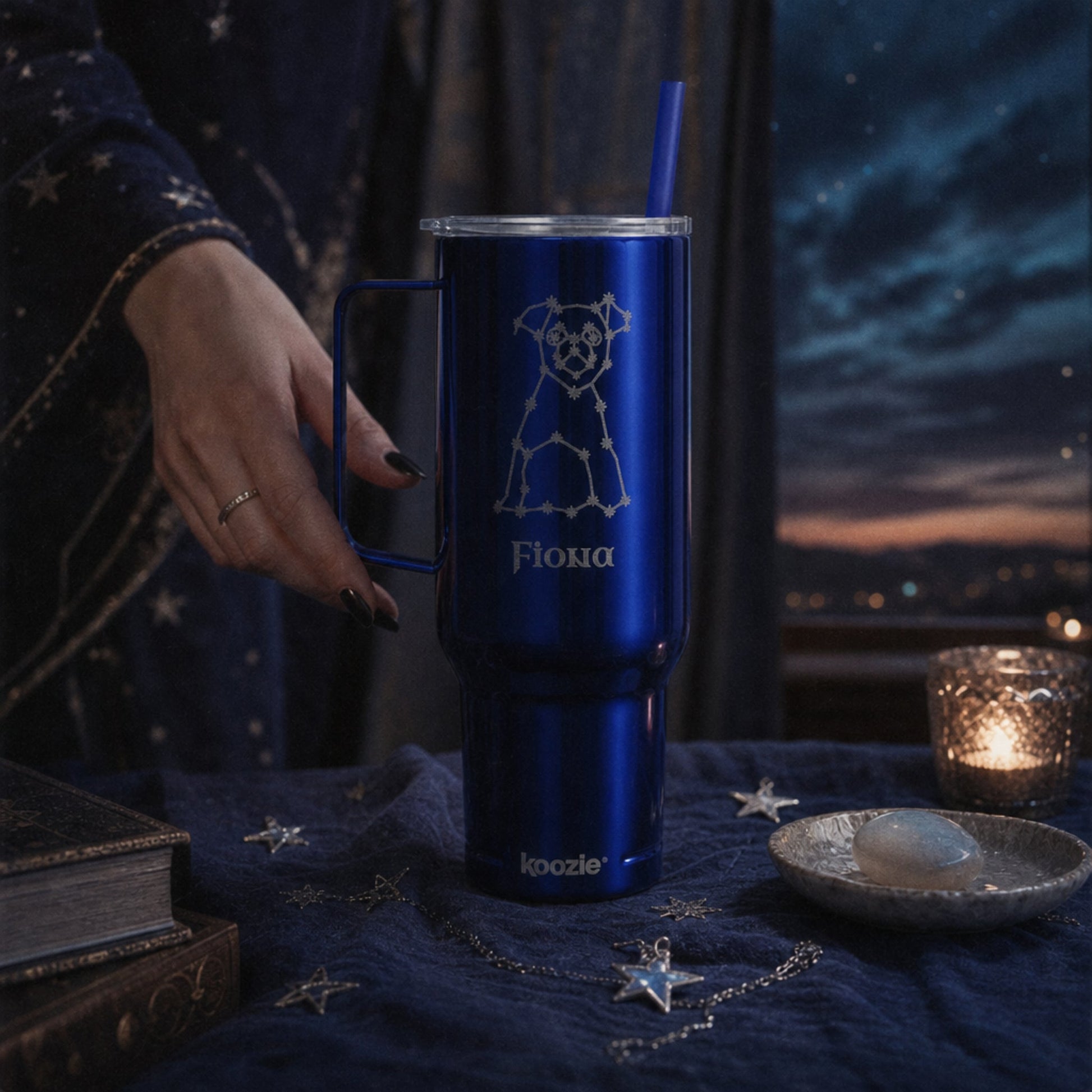 "Canis Major" Custom Pet Constellation 40oz Recycled Travel Tumbler – Royal Blue_Doggo Mojo_Travel Tumbler_5