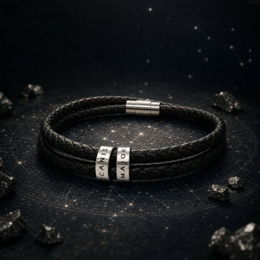 "Canis Major" Men's Leather Beaded Bracelet - Black_Doggo Mojo_Accessories_1