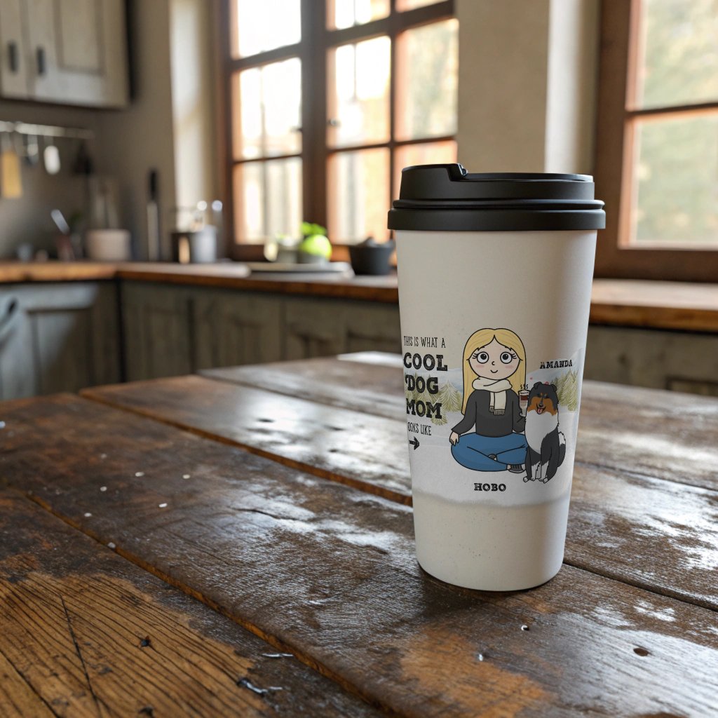 Cool Dog Mom Winter Travel Mug_Doggo Mojo_Mugs_White__1