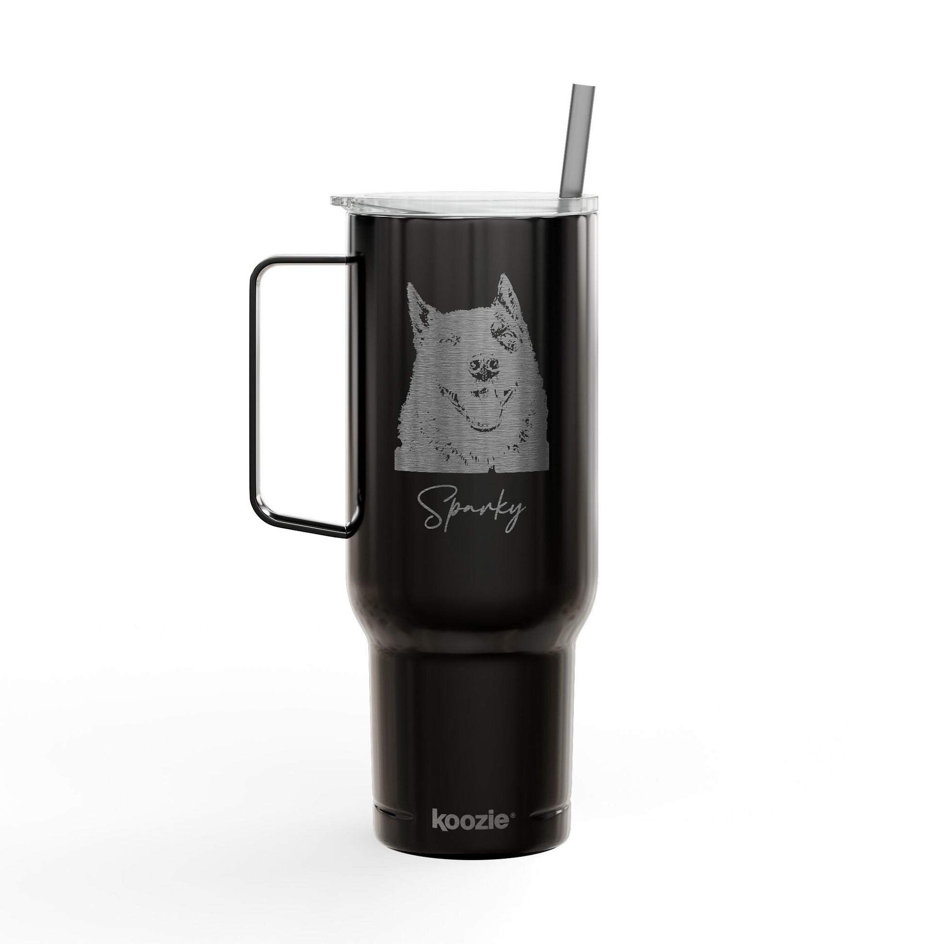 Custom Pet Sketch 40oz Recycled Travel Tumbler - Midnight Black_Doggo Mojo_Travel Tumbler_8