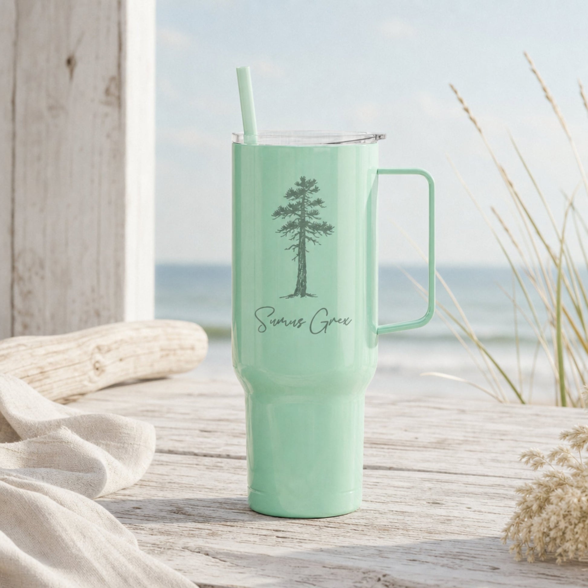 Custom Pet Sketch 40oz Recycled Travel Tumbler - Mint Frost_Doggo Mojo_Travel Tumbler_3