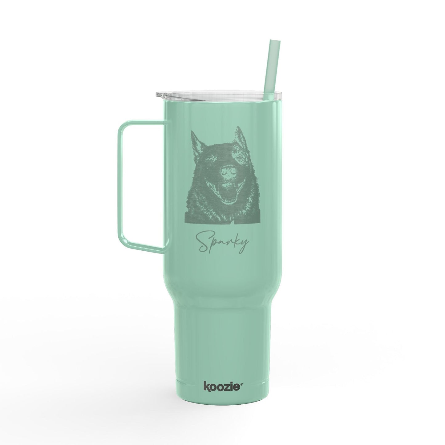 Custom Pet Sketch 40oz Recycled Travel Tumbler - Mint Frost_Doggo Mojo_Travel Tumbler_9