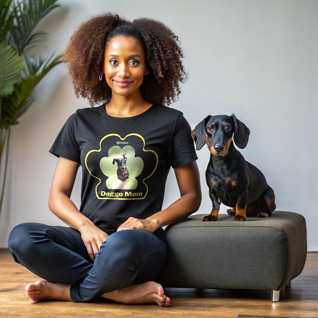 Doggo Mom T-Shirt with Custom Dog Photo_Doggo Mojo_T-shirts_Black_S_1