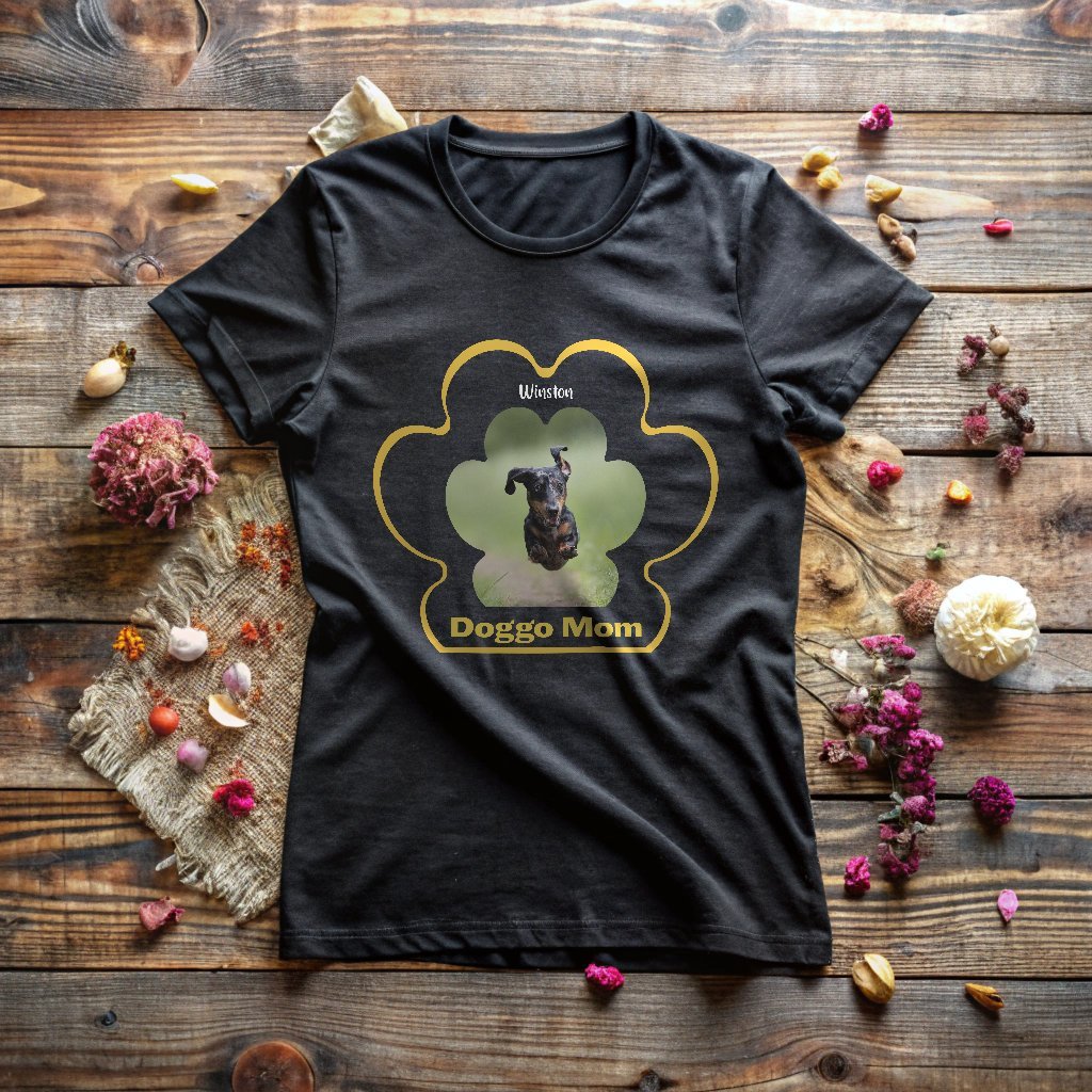 Doggo Mom T-Shirt with Custom Dog Photo_Doggo Mojo_T-shirts_Black_S_3