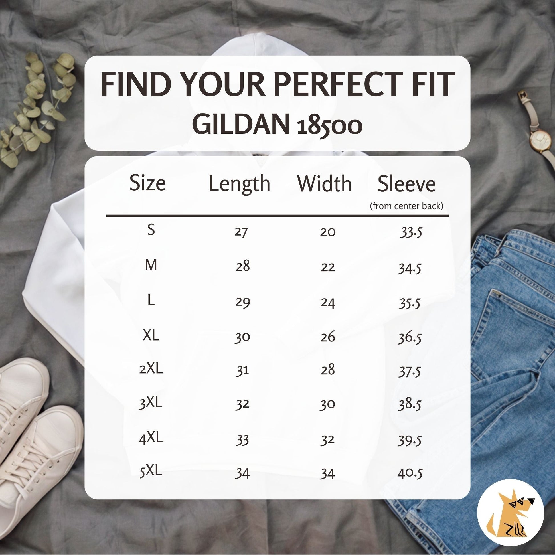 Gildan Hoodie 18500 size chart