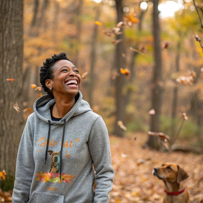 Hello Fall Doggo Hoodie with Custom Dog Photo_Doggo Mojo_Hoodies_Athletic Heather_S_2