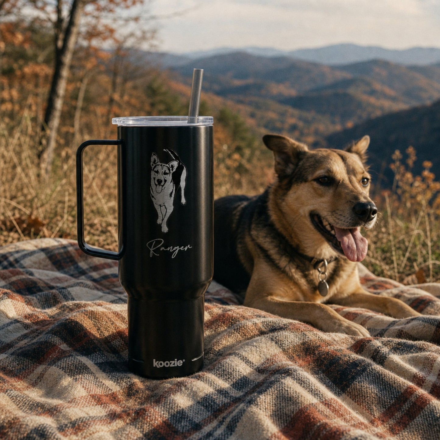 Heritage Custom Dog Sketch 40oz Travel Tumbler – Midnight Black_Doggo Mojo_Travel Tumbler_1