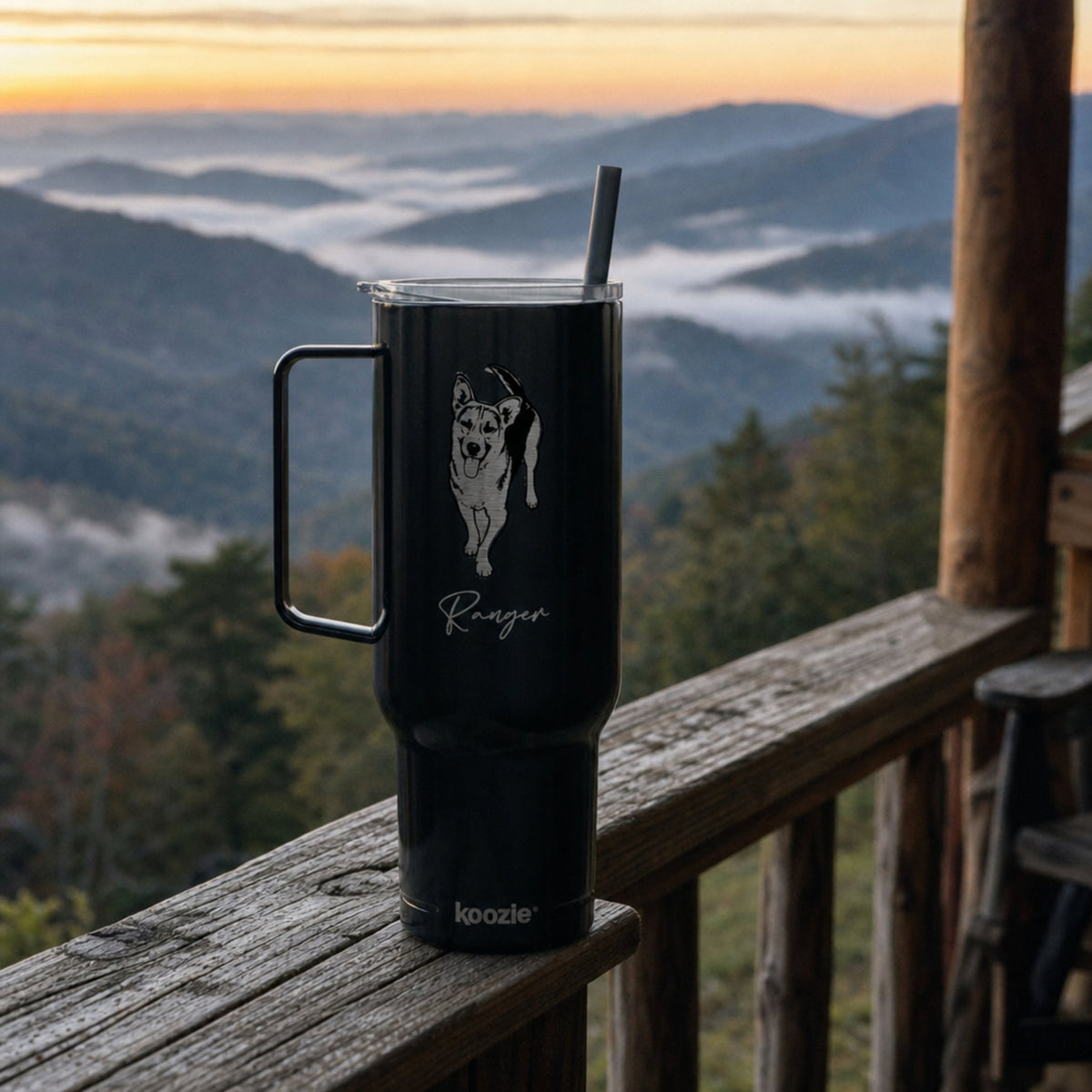 Heritage Custom Dog Sketch 40oz Travel Tumbler – Midnight Black_Doggo Mojo_Travel Tumbler_5