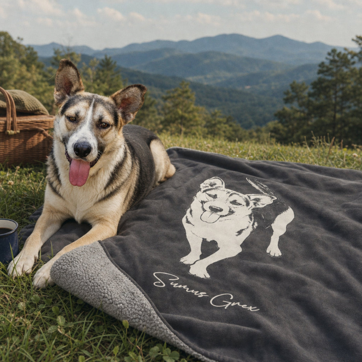 Heritage Custom Dog Sketch Sherpa Fleece Blanket | Doggo Mojo_Doggo Mojo_Sherpa Blankets_1