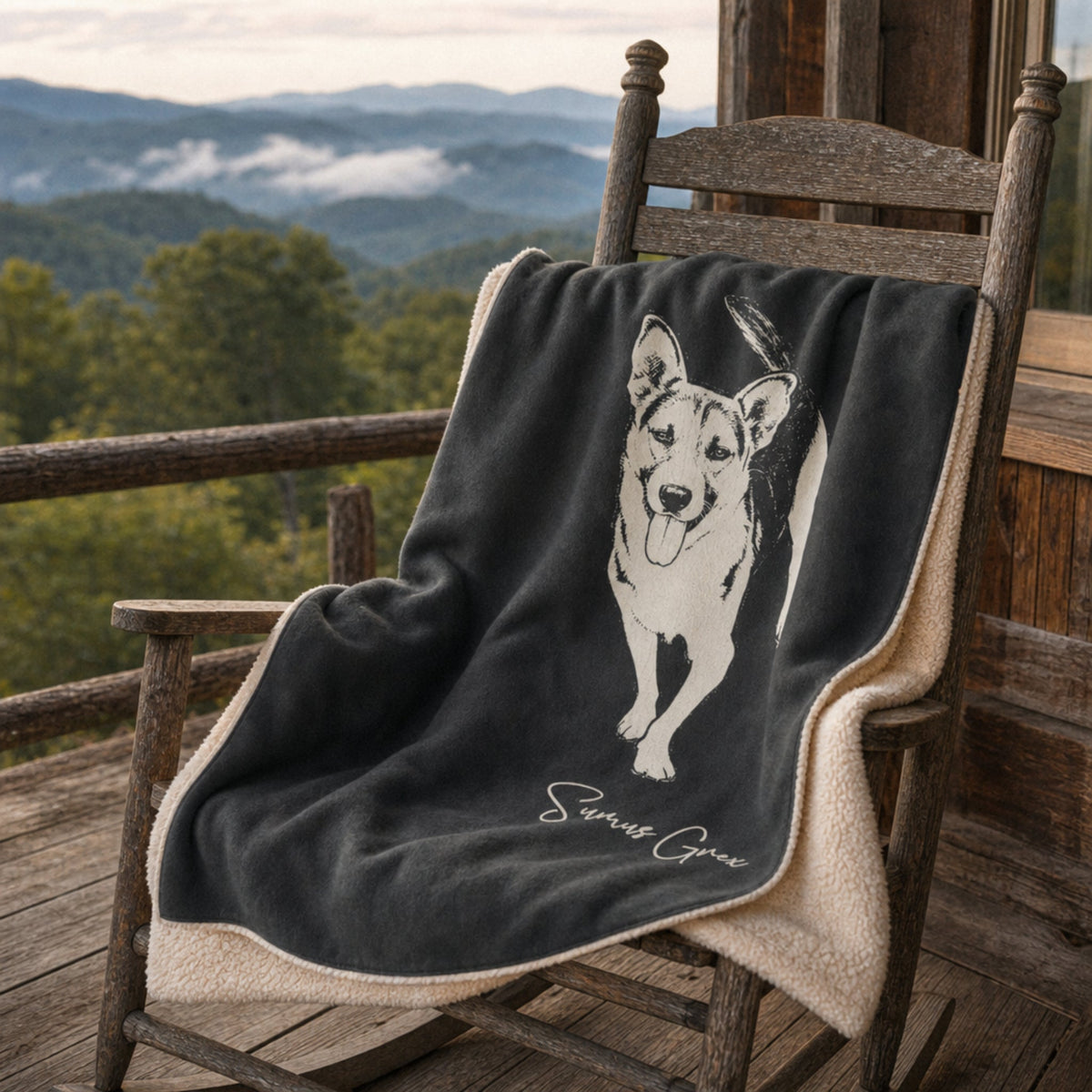 Heritage Custom Dog Sketch Sherpa Fleece Blanket | Doggo Mojo_Doggo Mojo_Sherpa Blankets_4