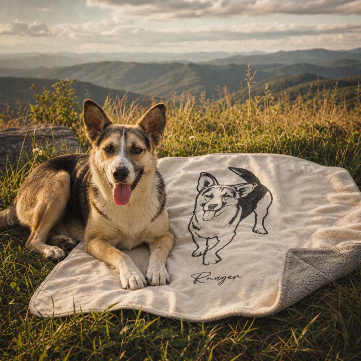 Heritage Custom Dog Sketch Sherpa Fleece Blanket | Doggo Mojo_Doggo Mojo_Sherpa Blankets_3