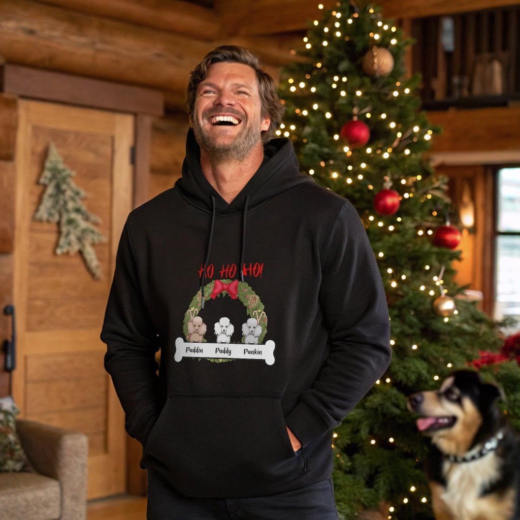 Ho Ho Ho! Your Dog's Personalized Christmas Hoodie_Doggo Mojo_Hoodies_Athletic Heather_S_1