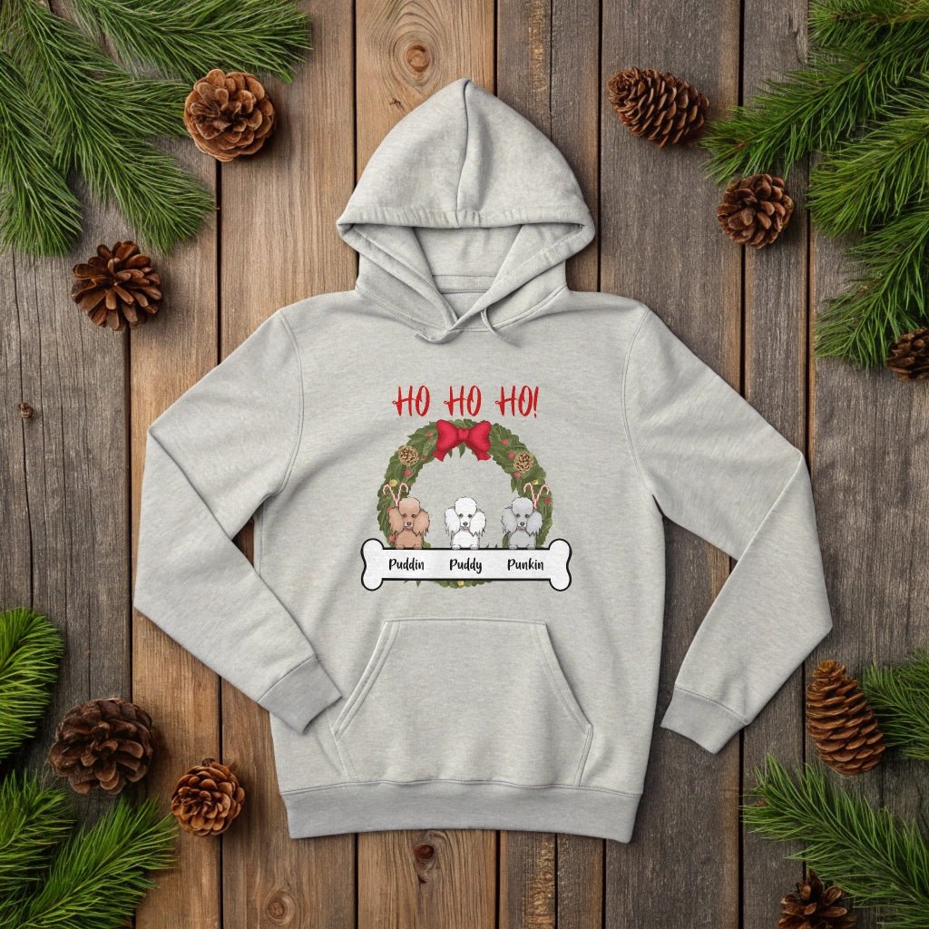 Ho Ho Ho! Your Dog's Personalized Christmas Hoodie_Doggo Mojo_Hoodies_Athletic Heather_S_5