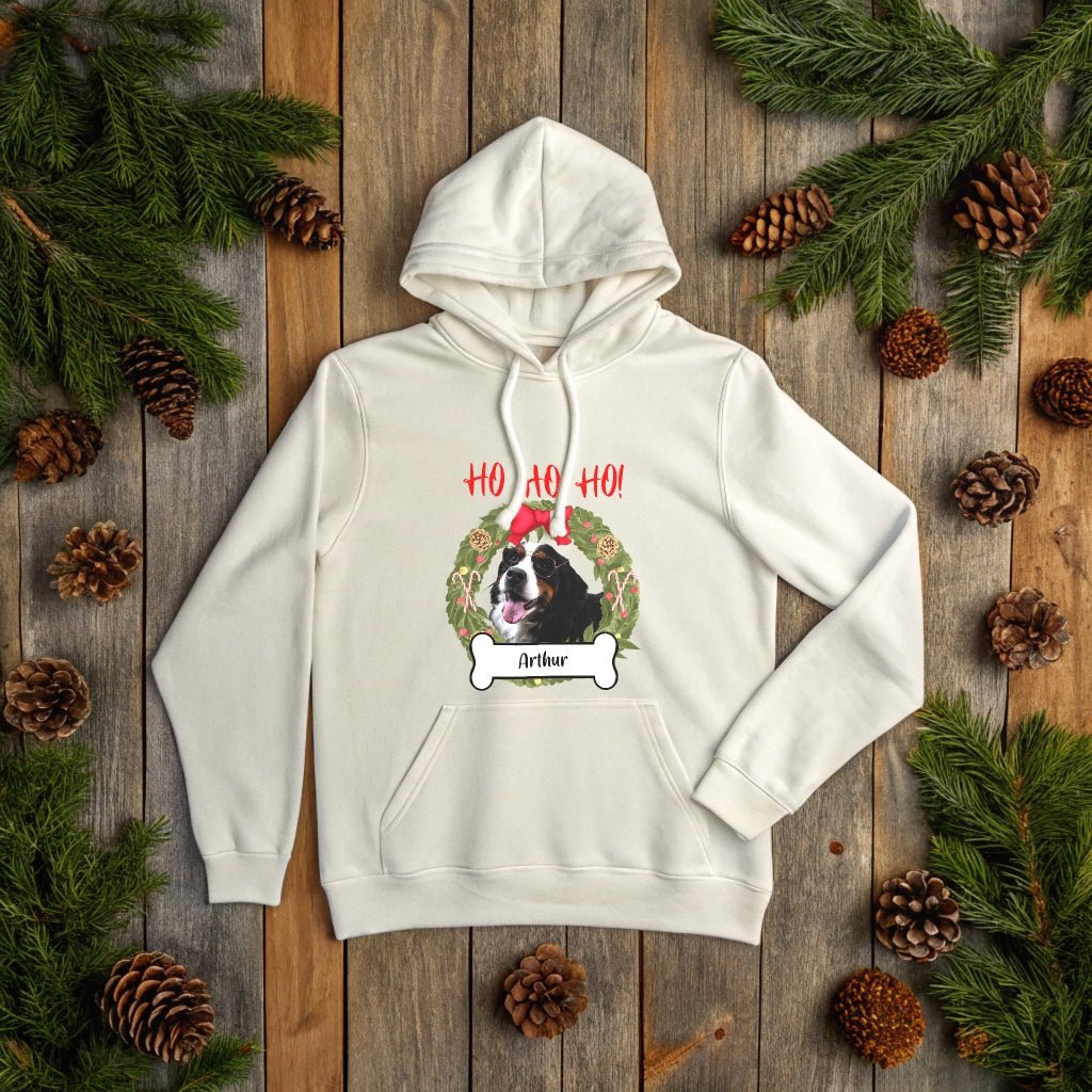 Ho Ho Ho! Your Dog's Personalized Christmas Hoodie with Custom Photo_Doggo Mojo_Hoodies_White_S_6