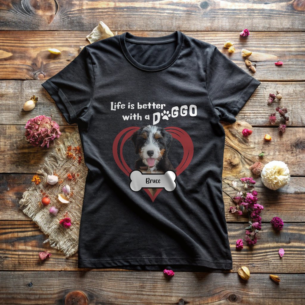 Life is Better With a Doggo T-Shirt With Custom Dog Photo_Doggo Mojo_T-shirts_Black_S_3