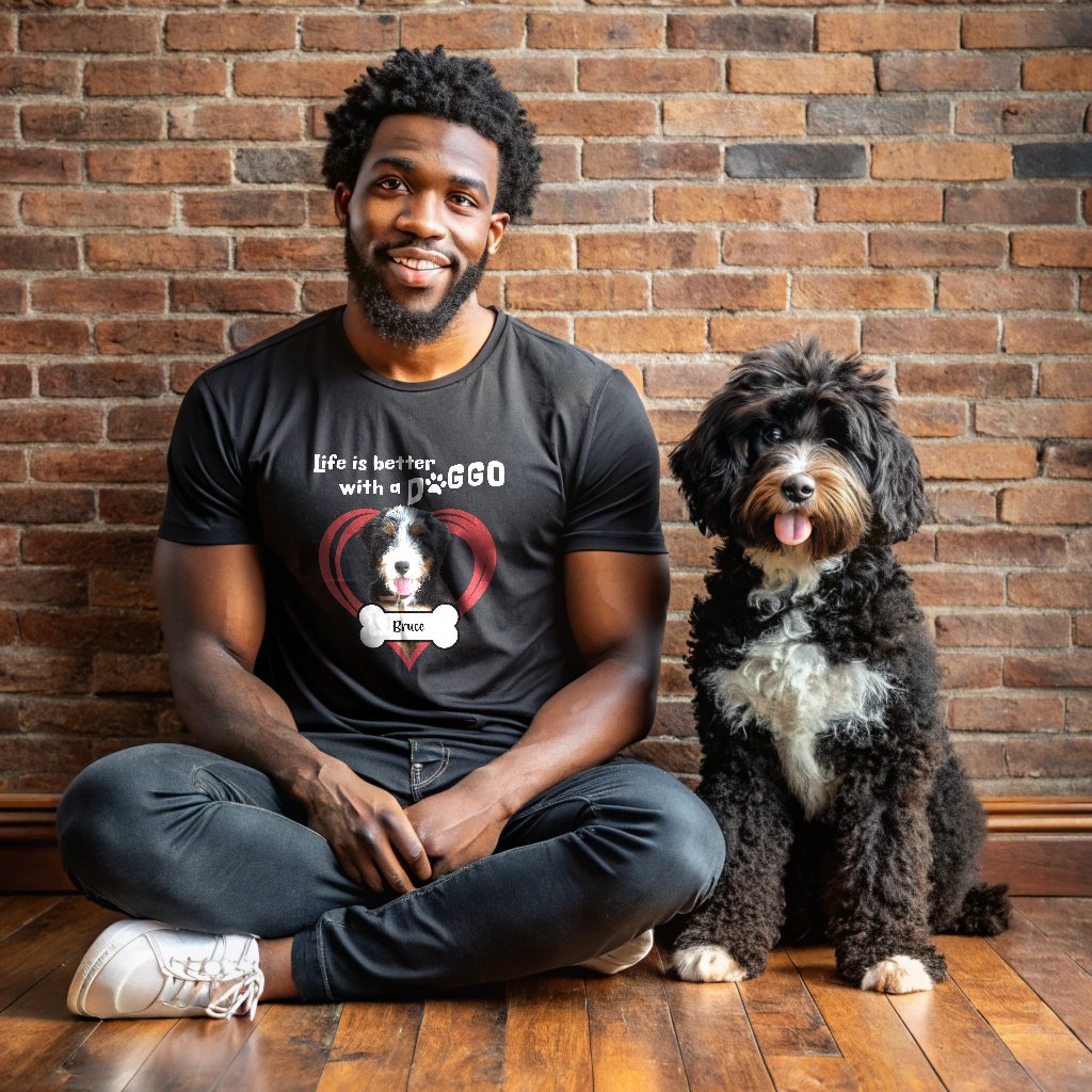 Life is Better With a Doggo T-Shirt With Custom Dog Photo_Doggo Mojo_T-shirts_Black_S_1