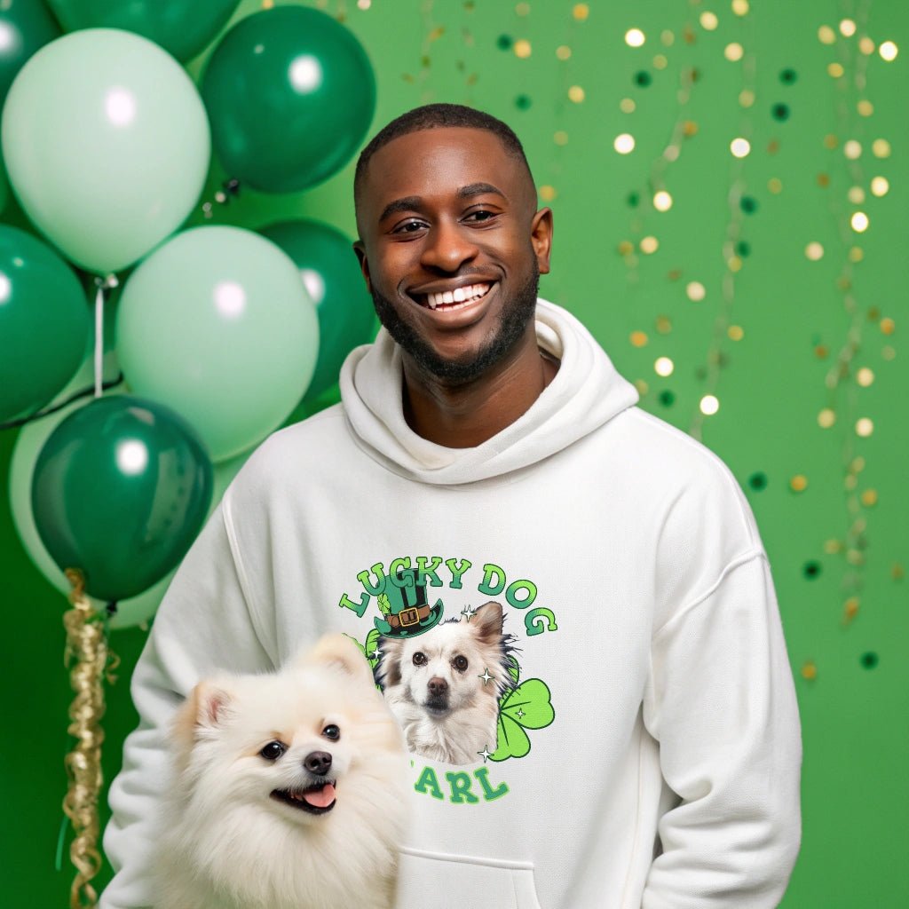 "Lucky Dog" St. Patrick's Day Hoodie with Photo Upload & Name_Doggo Mojo_Hoodies_3