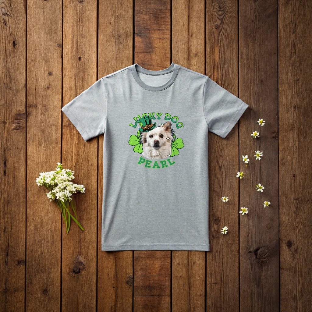 "Lucky Dog" St. Patrick's Day T-Shirt with Photo Upload & Name_Doggo Mojo_T-shirts_5