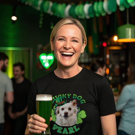 "Lucky Dog" St. Patrick's Day T-Shirt with Photo Upload & Name_Doggo Mojo_T-shirts_1