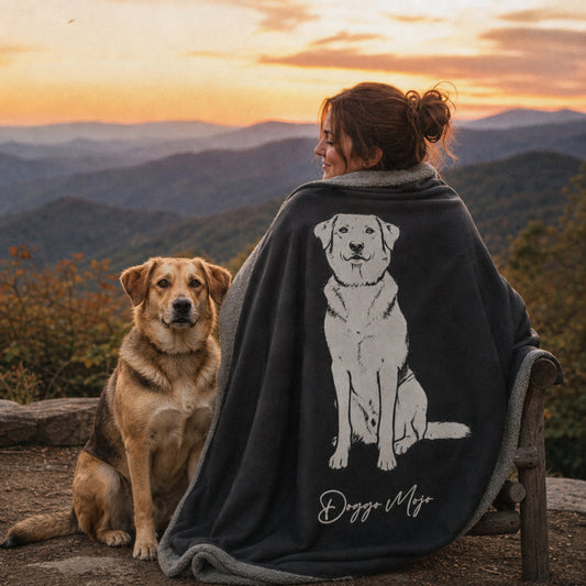 Modern Sketch Artist's Edition Sherpa Blanket | Mojo Original Dog Art Throw_Doggo Mojo_Sherpa Blankets_1