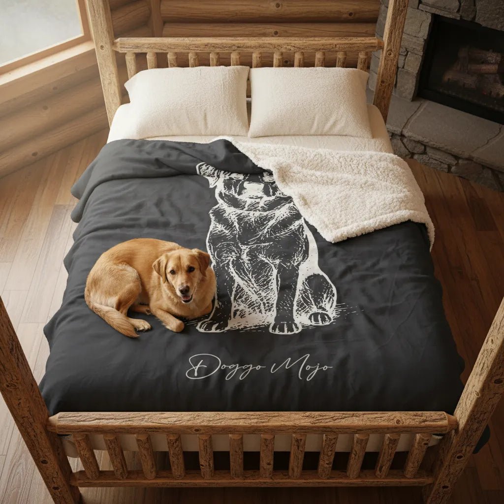 Modern Sketch Artist's Edition Sherpa Blanket | Mojo Original Dog Art Throw_Doggo Mojo_Blankets_2