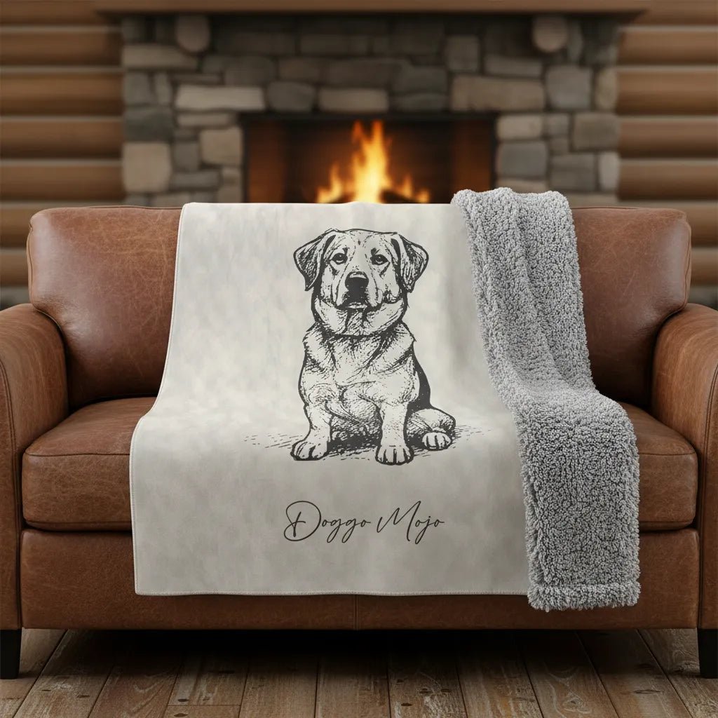Modern Sketch Artist's Edition Sherpa Blanket | Mojo Original Dog Art Throw_Doggo Mojo_Blankets_1