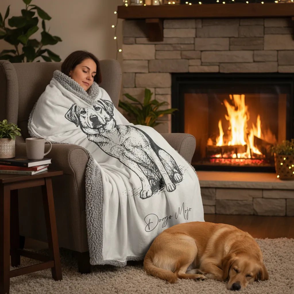 Modern Sketch Artist's Edition Sherpa Blanket | Mojo Original Dog Art Throw_Doggo Mojo_Blankets_3