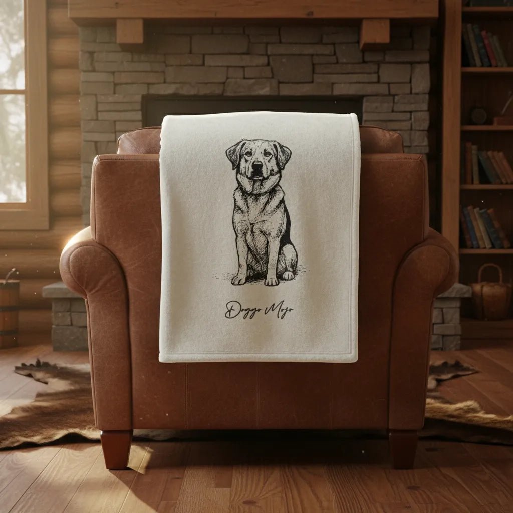 Modern Sketch Artist's Edition Velveteen Blanket | Mojo Original Dog Art_Doggo Mojo_Blankets_1