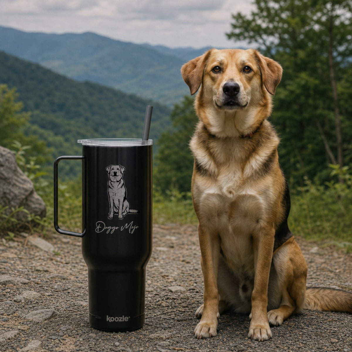 Mojo Original 40oz Travel Tumbler – Matte Black Laser Engraved_Doggo Mojo_Travel Tumbler_1