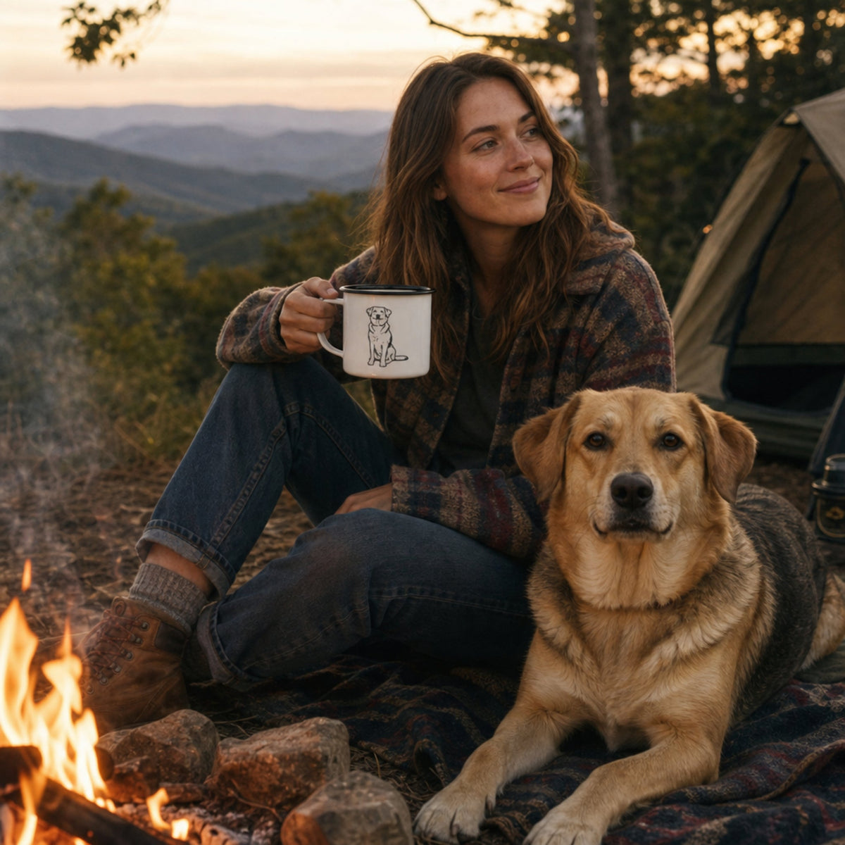 Mojo Original Enamel Camp Mug | Minimalist Dog & Jack Pine Art_Doggo Mojo_Camp Mug_4