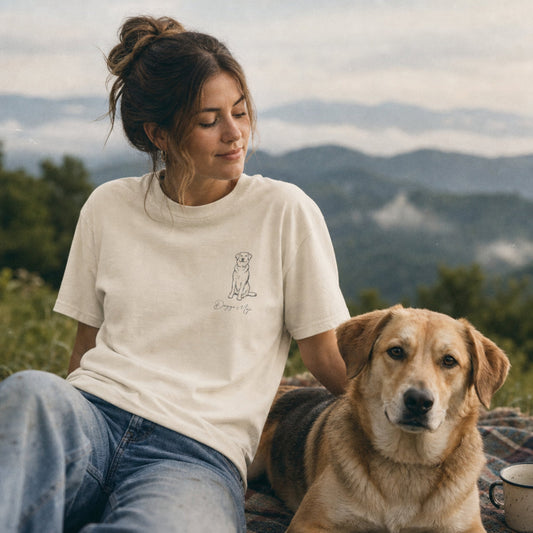 Mojo Original T-Shirt | Minimalist Dog Sketch Comfort Colors Tee_Doggo Mojo_T-shirts_1