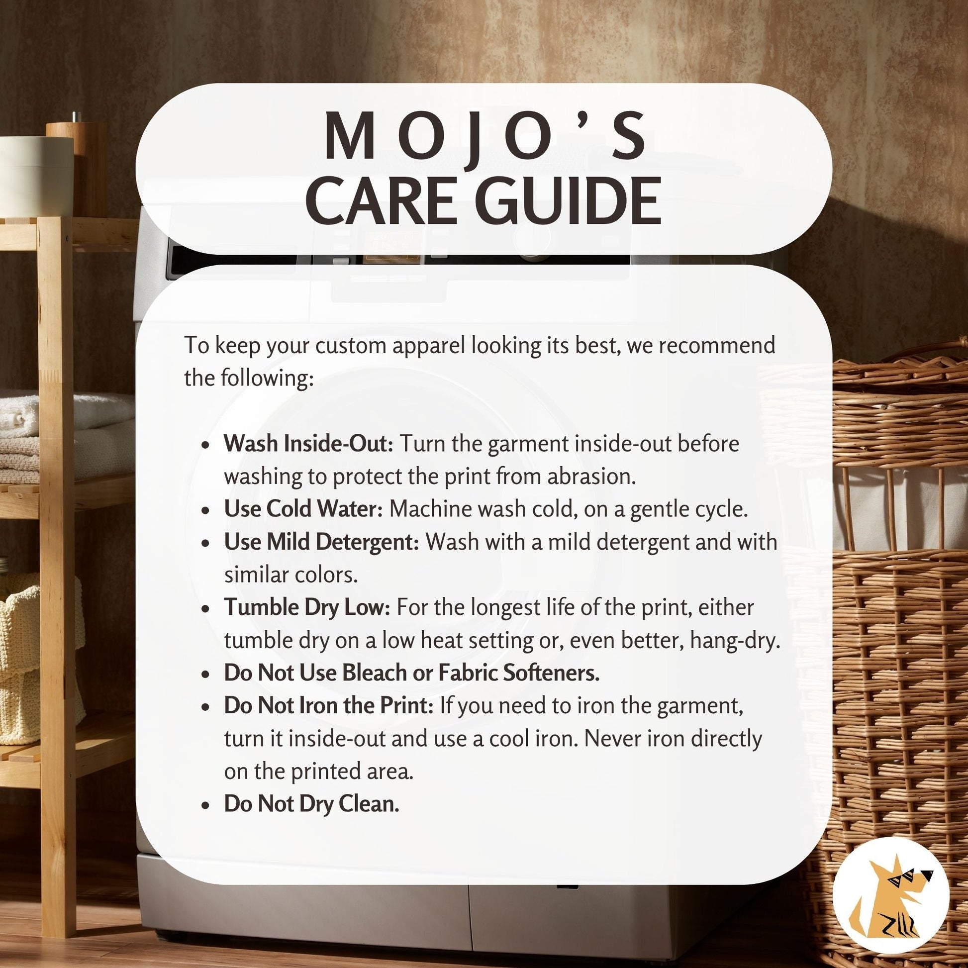 Mojo's Care Guide for Apparel
