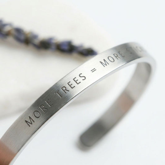 "More Trees = More Sticks" Cuff Bracelet - Silver_Doggo Mojo_Jewelry_1